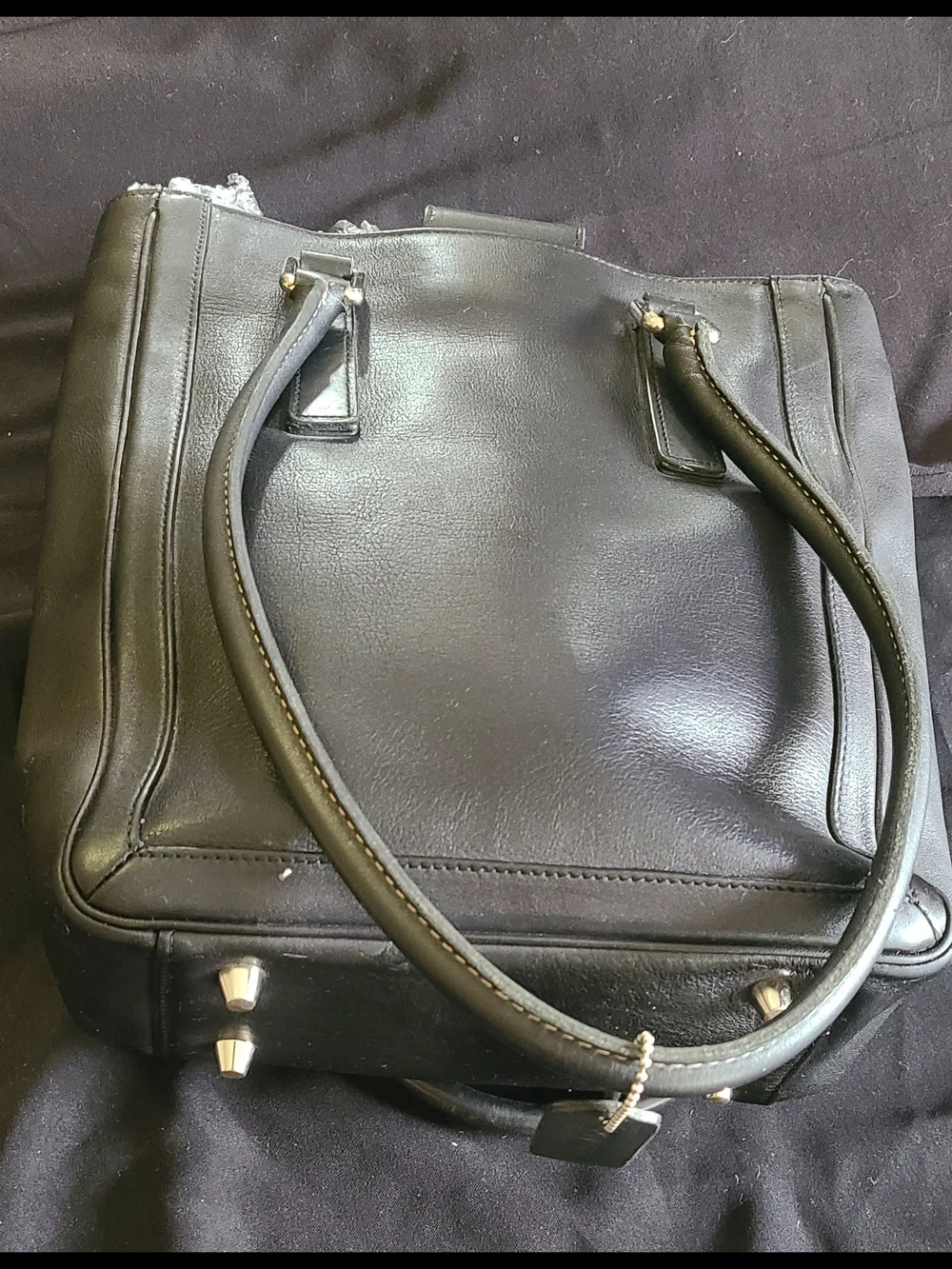 Vintage Coach Classic Black Leather Tote Bag - Women